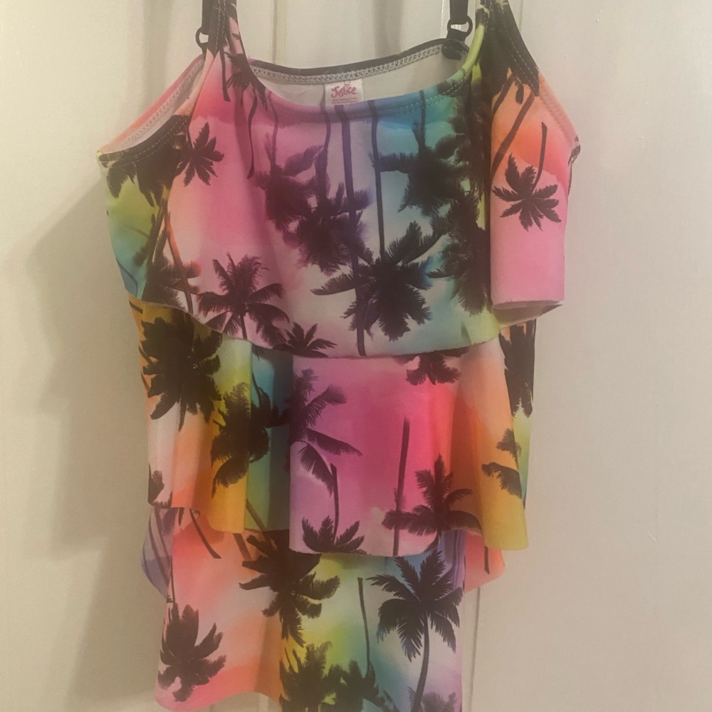 Justice Multicolor Palm Tree Print Blouse